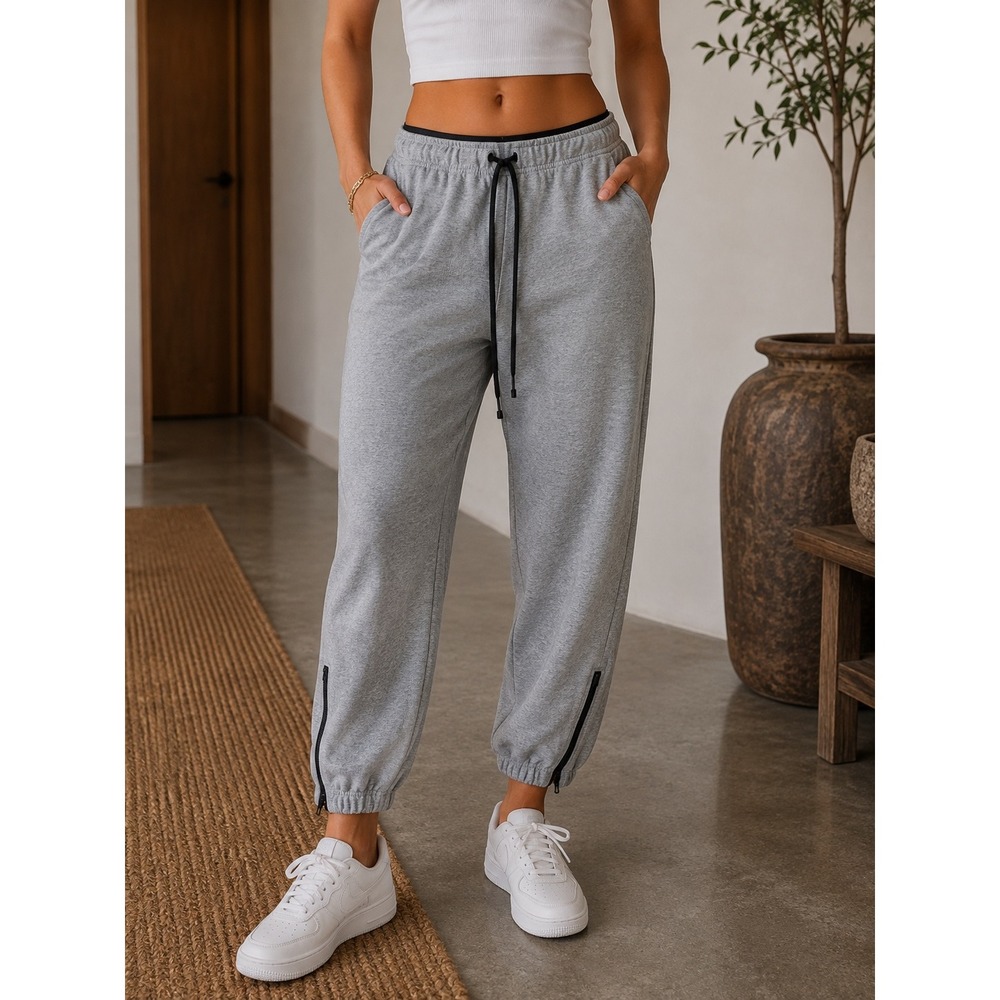 Tna Aritzia Jogger Sweatpants Womens XXS Grey Ankle Zip Drawstring Athletic